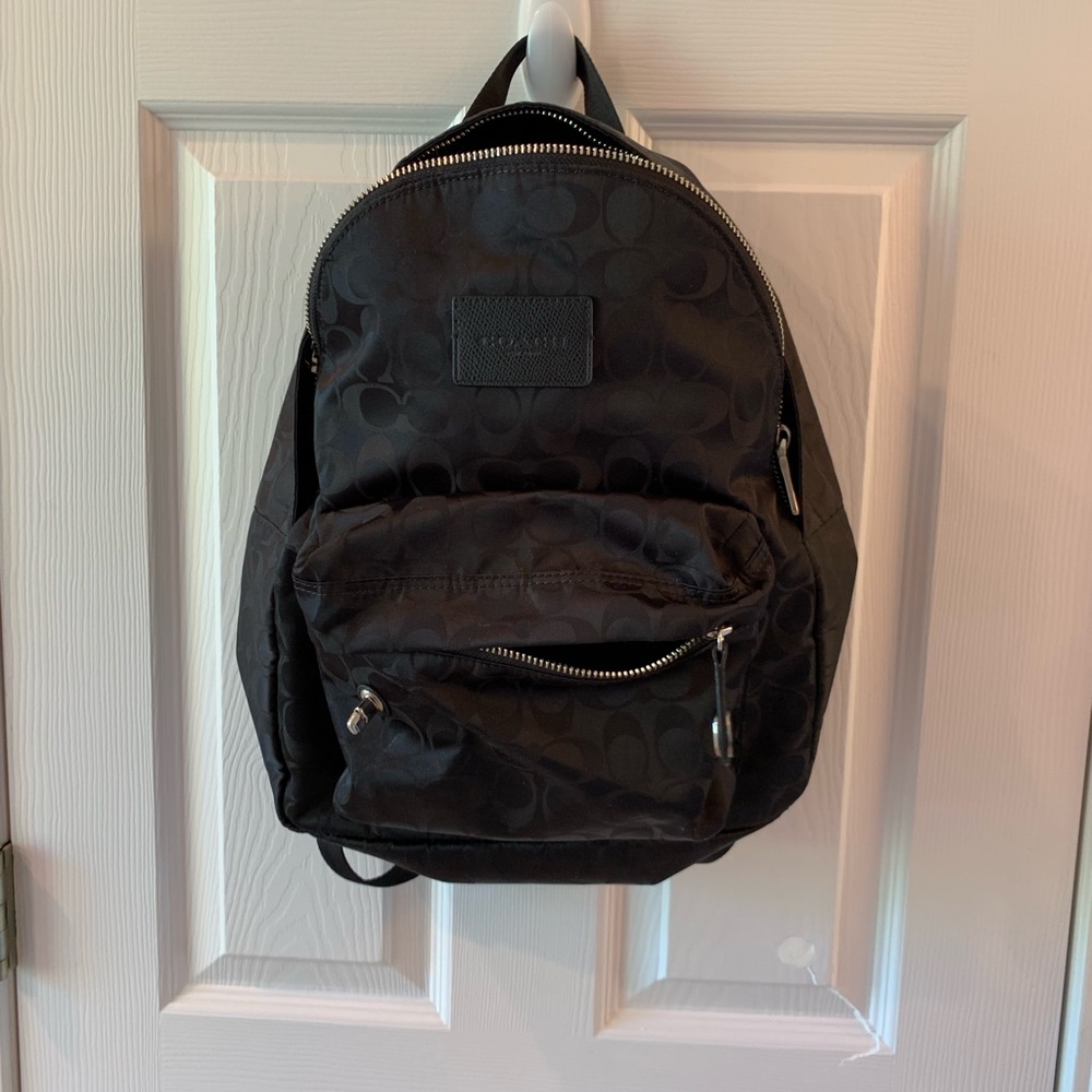 Black Coach nylon signature backpack
